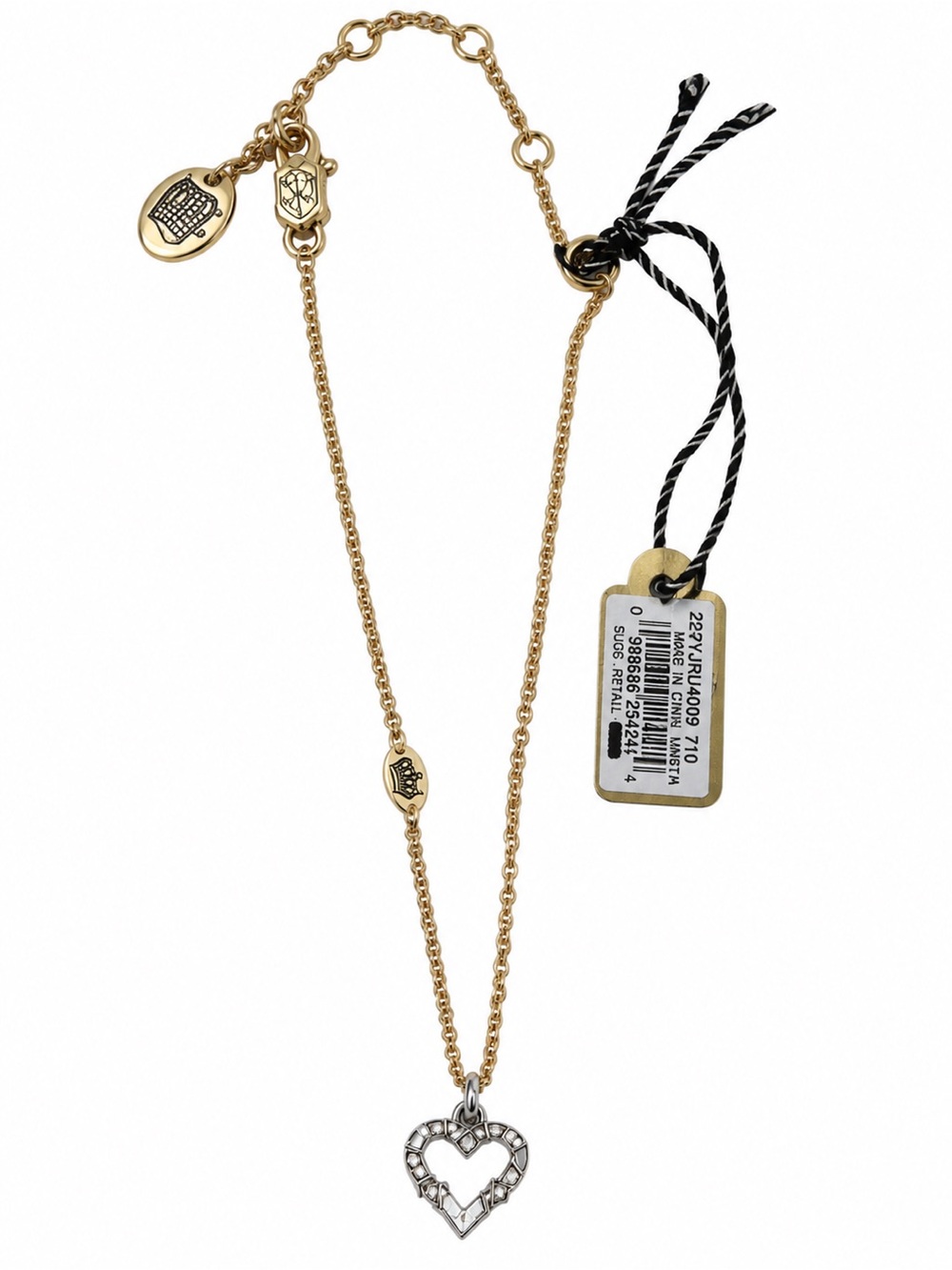 Vintage juicy couture Gold-Tone Heart Pendant Necklace with Silver Accents